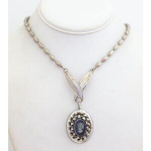 20 inches Silver Cameo Necklace - Bi1